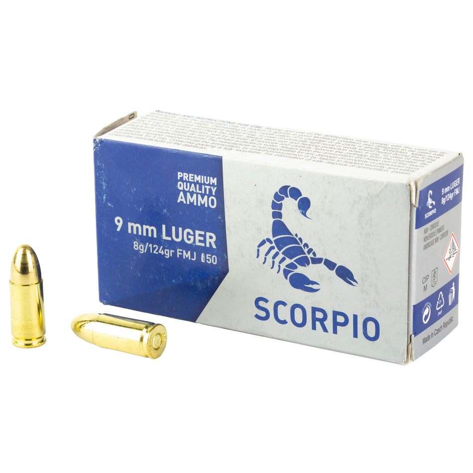 STV 9mm Luger / Parabellum Scorpio Full Metal Jacket 124 Grain 50/Box [Item 7449]