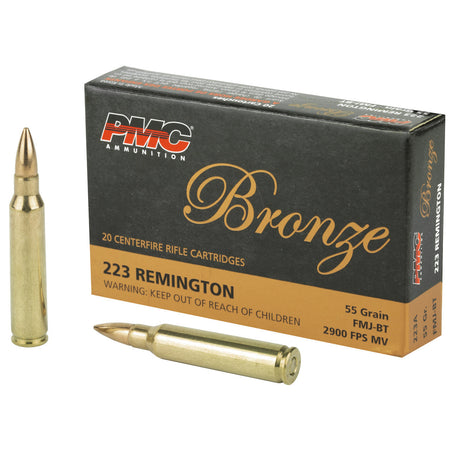 PMC Bronze 223 Rem 55 gr Full Metal Jacket Boat Tail 20 Per Box - 1000/Case