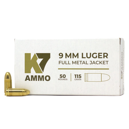 K7 9mm Luger 115 Grain Full Metal Jacket (FMJ) Range Ammo - MADE IN THE USA