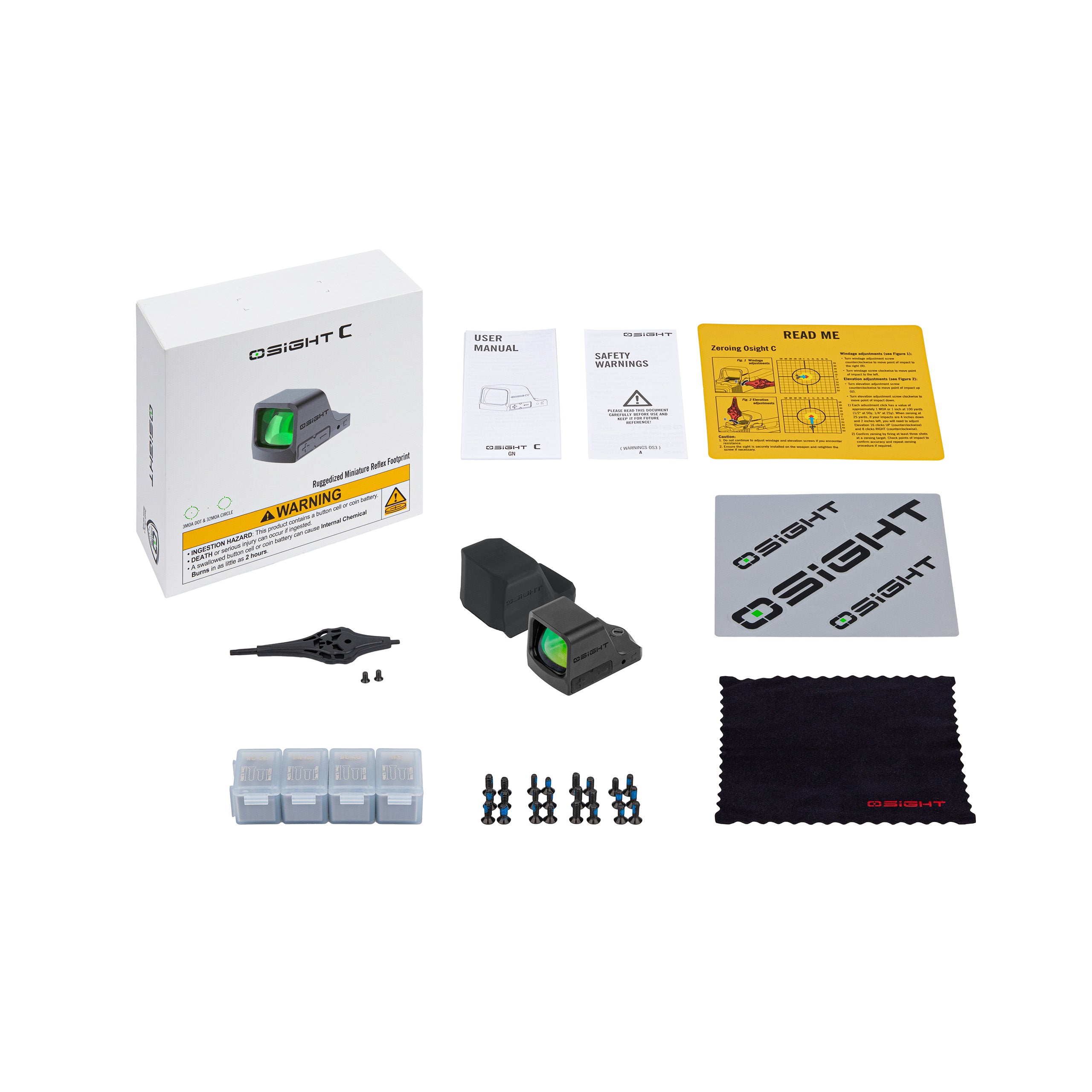 Osight C Green Dot Open Sight Multi-Reticle 3 MOA Dot + 32 MOA Circle Motion Sensor Function