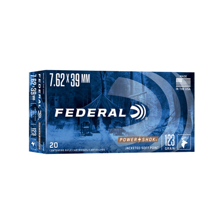Federal 7.62x39mm PowerShok Jacketed Soft Point 123 Grain 20/Box