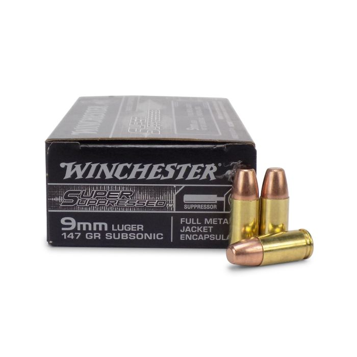 Winchester 9mm Luger / Parabellum Super Suppressed Full Metal Jacket Encapsulated 147 Grain 50/Box