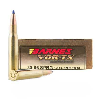 Barnes .30-06 Springfield VOR-TX Tipped TSX Boat Tail 150 Grain 20/Box 2970 FPS