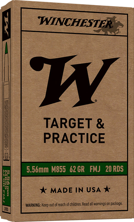 Winchester M855 Green Tip 5.56x45mm NATO 62 gr Full Metal Jacket 20 Per Box - 1000/Case 3060 FPS