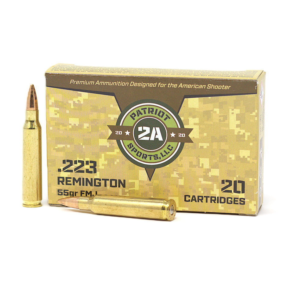 STV 2A Patriot Sports .223 Remington 55gr FMJ P223055F - 20 per Box / 1000 per case 3280 FPS