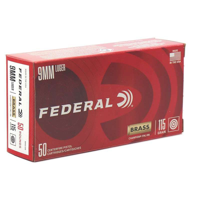 Federal Champion 9mm 115gr FMJ 50 Per Box – 1000/Case