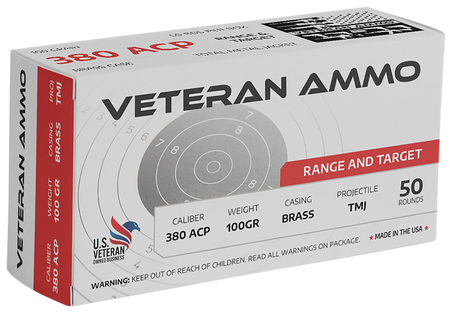 Veteran Ammo .380 ACP/Auto  Full Metal Jacket 100 Grain 50/Box