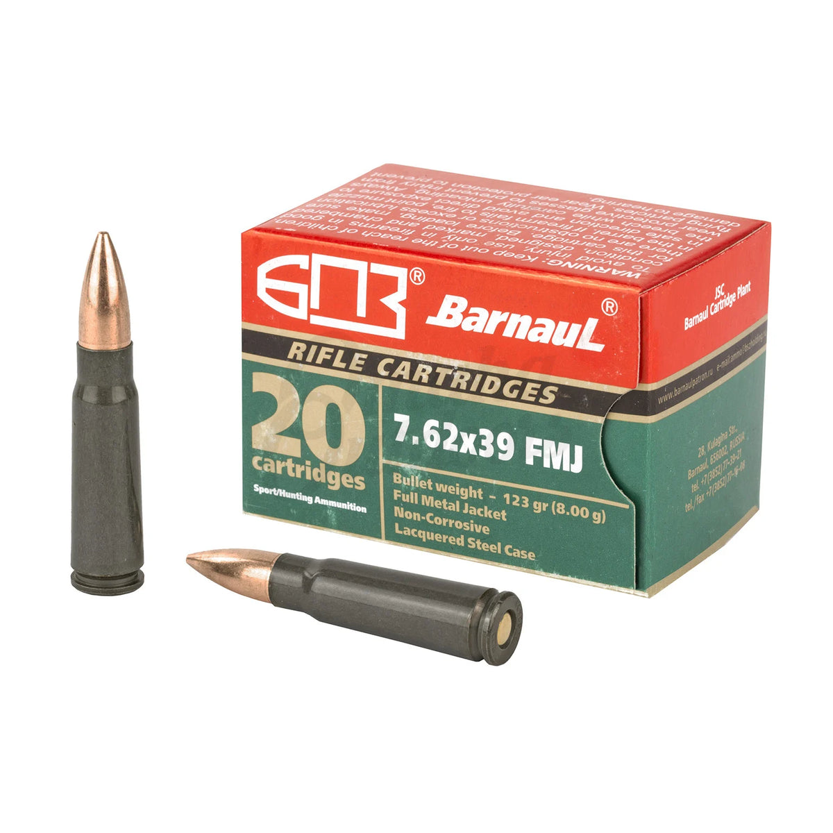 Barnaul 7.62x39mm  Full Metal Jacket 123 Grain 20/Box