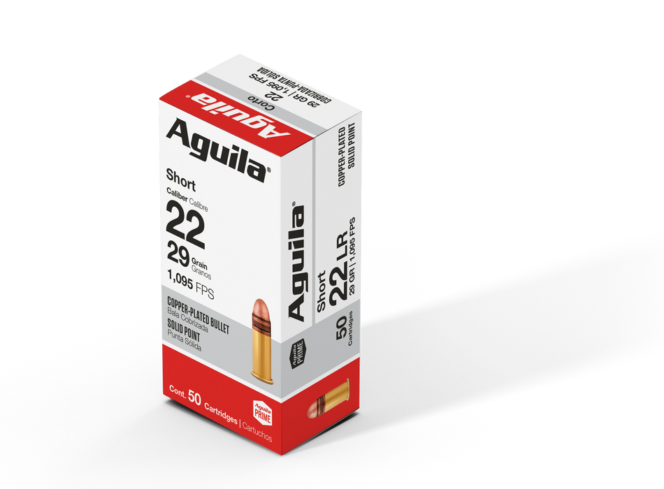 Aguila .22 Short Super Extra Hi-Velocity Copper Plated Solid Point 29 Grain 50/Box
