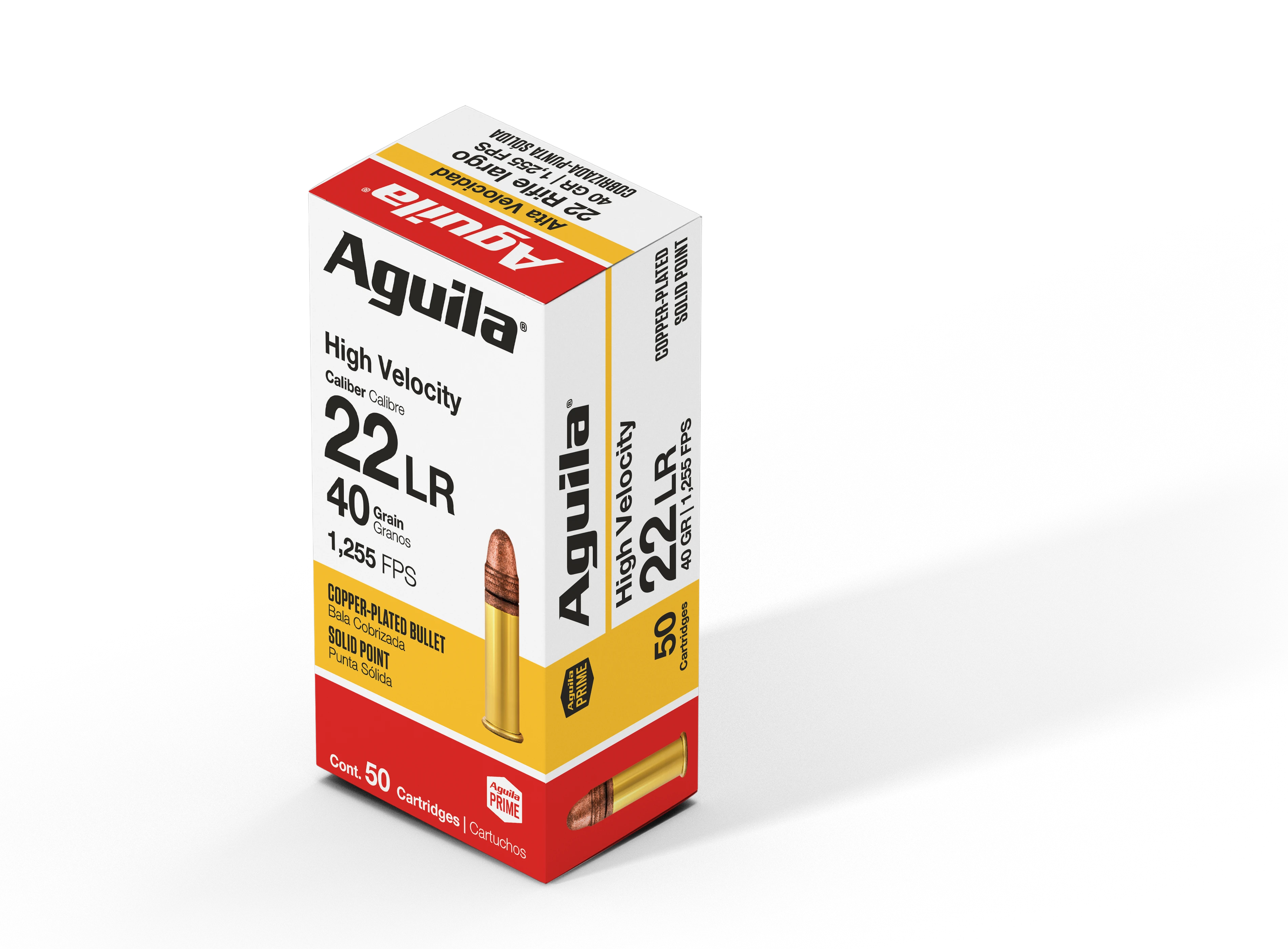 Aguila Ammunition Rimfire 22LR 40 Grain Solid Point Hi-Velocity 50 Per Box - 2000/Case