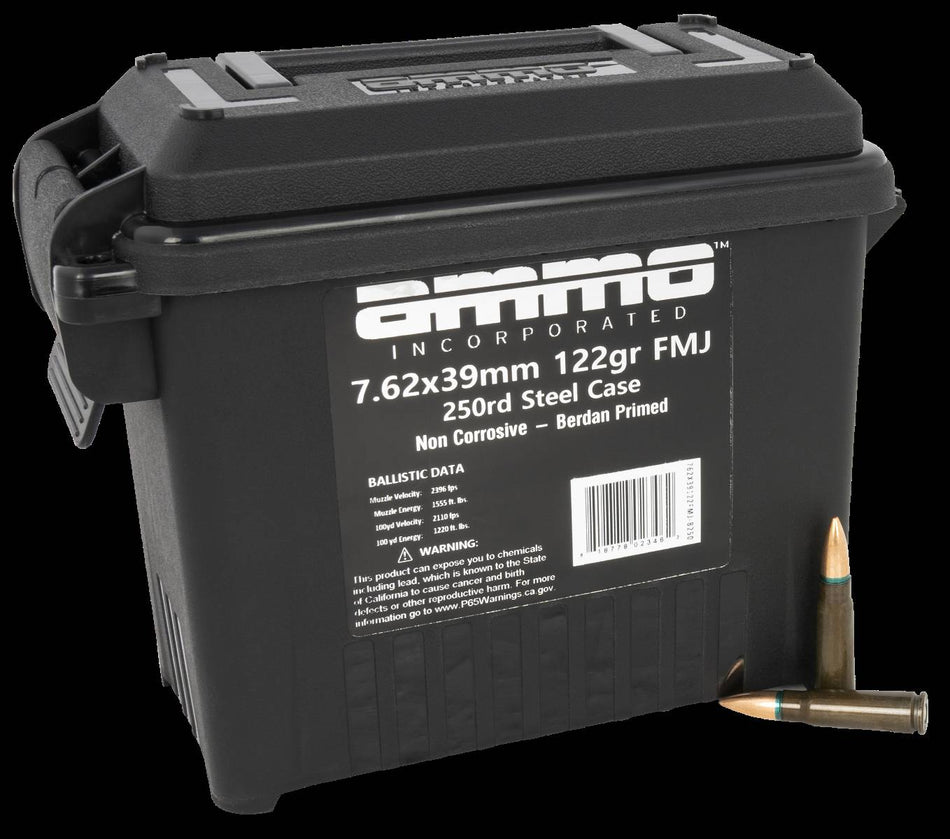 Ammo Inc 7.62x39mm Signature Target Full Metal Jacket 122 Grain 250/Box