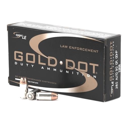 Speer .380 ACP/Auto Gold Dot LE Duty Jacketed Hollow Point 90 Grain 50/Box