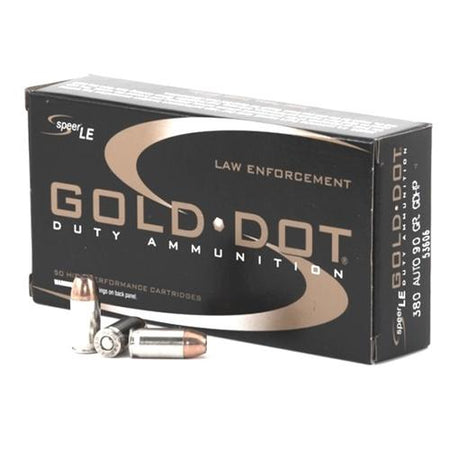 Speer .380 ACP/Auto Gold Dot LE Duty Jacketed Hollow Point 90 Grain 50/Box