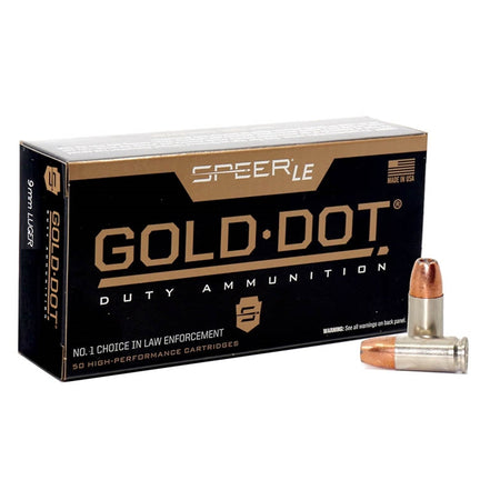 Speer 9mm Luger / Parabellum Gold Dot LE Duty Jacketed Hollow Point 115 Grain 50/Box