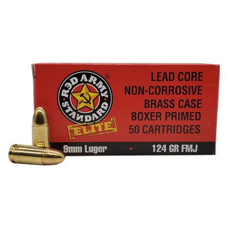 Century Arms 9mm Luger / Parabellum Red Army Standard Elite Full Metal Jacket 124 Grain 50/Box