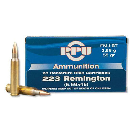 Prvi Partizan .223 Remington PPUCenterfire Full Metal Jacket Boat Tail 55 Grain 20/Box