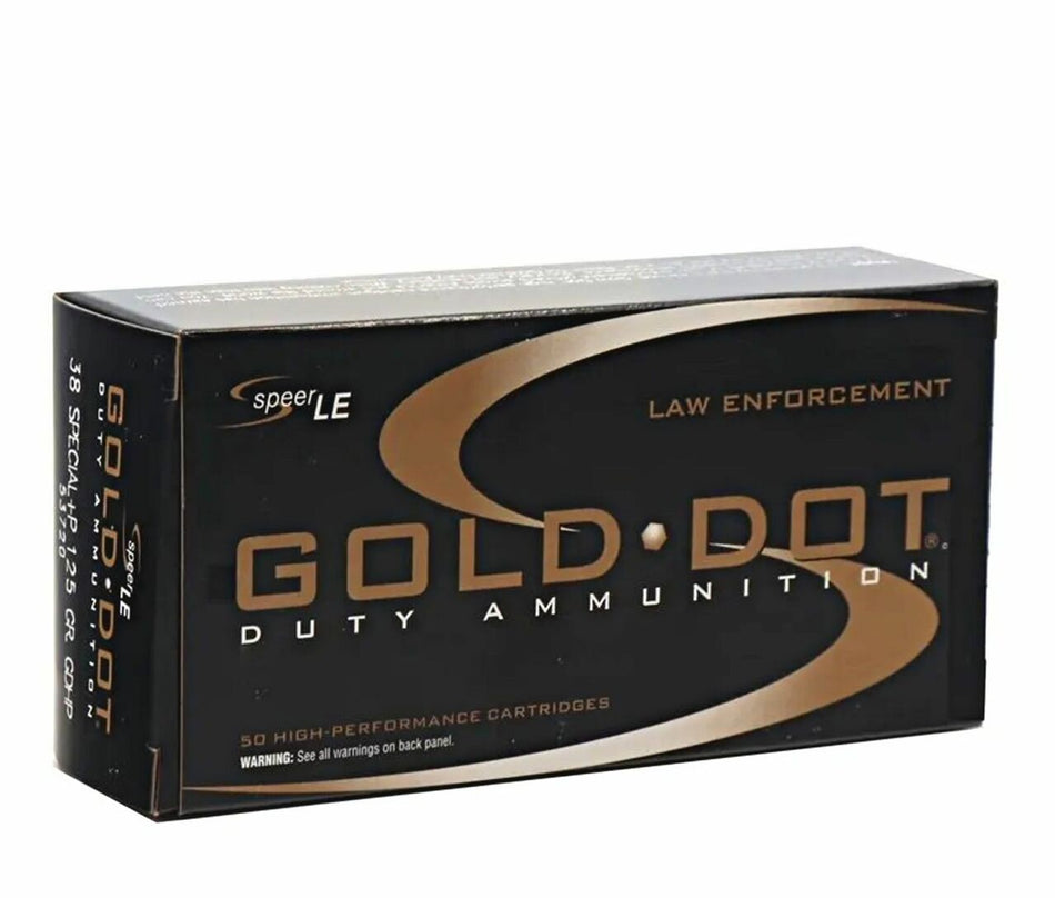Speer .38 Special Gold Dot LE Duty +P Jacketed Hollow Point 125 Grain 50/Box