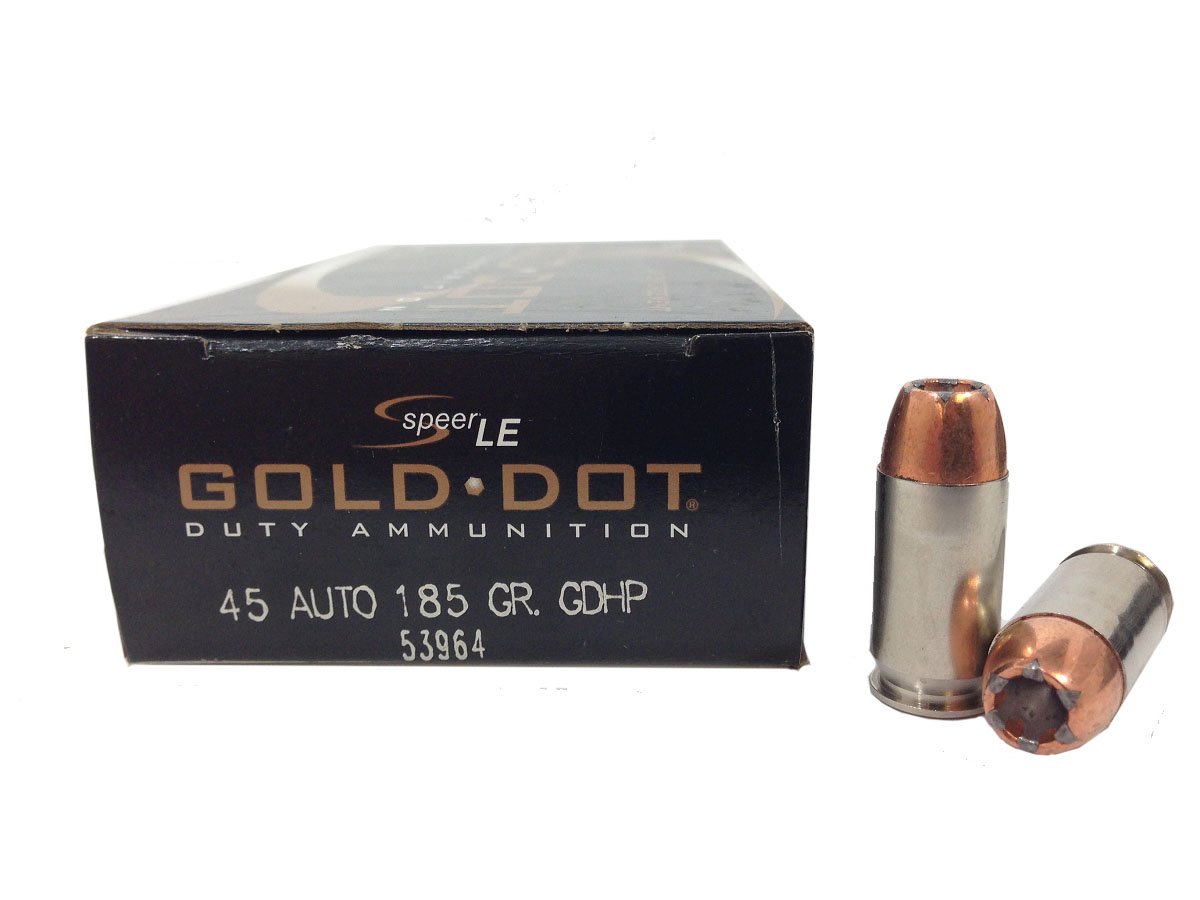 Speer .45 ACP/Auto SPEER GOLD DOT LE DUHollow Point Jacketed Hollow Point 185 Grain 50/Box