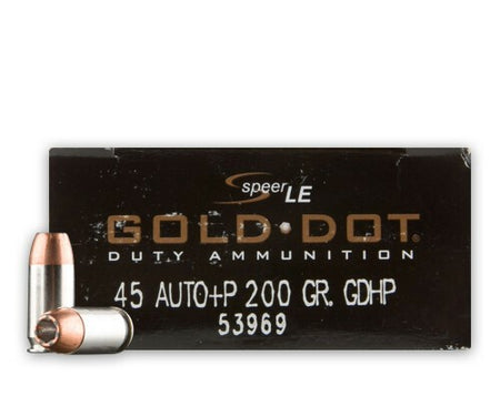 Speer .45 ACP/Auto Gold Dot LE Duty +P Jacketed Hollow Point 200 Grain 50/Box