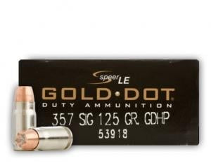 Speer .357 Sig Gold Dot LE Duty Jacketed Hollow Point 125 Grain 50/Box [Item 9095]