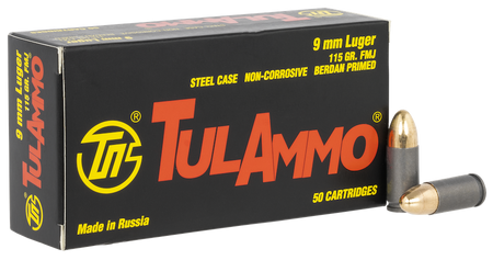 Tulammo 9mm Luger / Parabellum  Full Metal Jacket 115 Grain 50/Box [Item 10536]