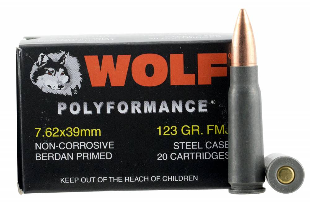 Wolf 7.62x39mm Polyformance Full Metal Jacket 122 Grain 20/Box