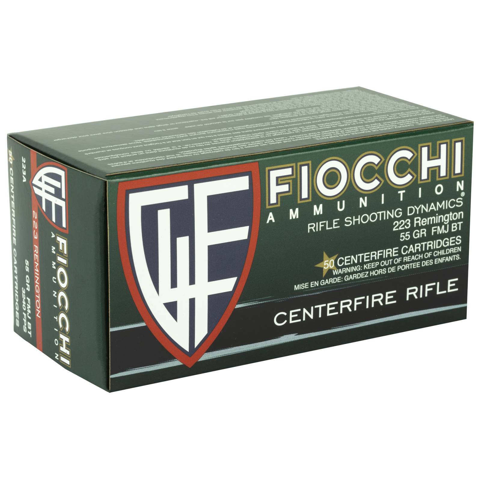 Fiocchi Range Dynamics 223 Rem 55 gr FMJBT 50 Per Box - 1000/Case