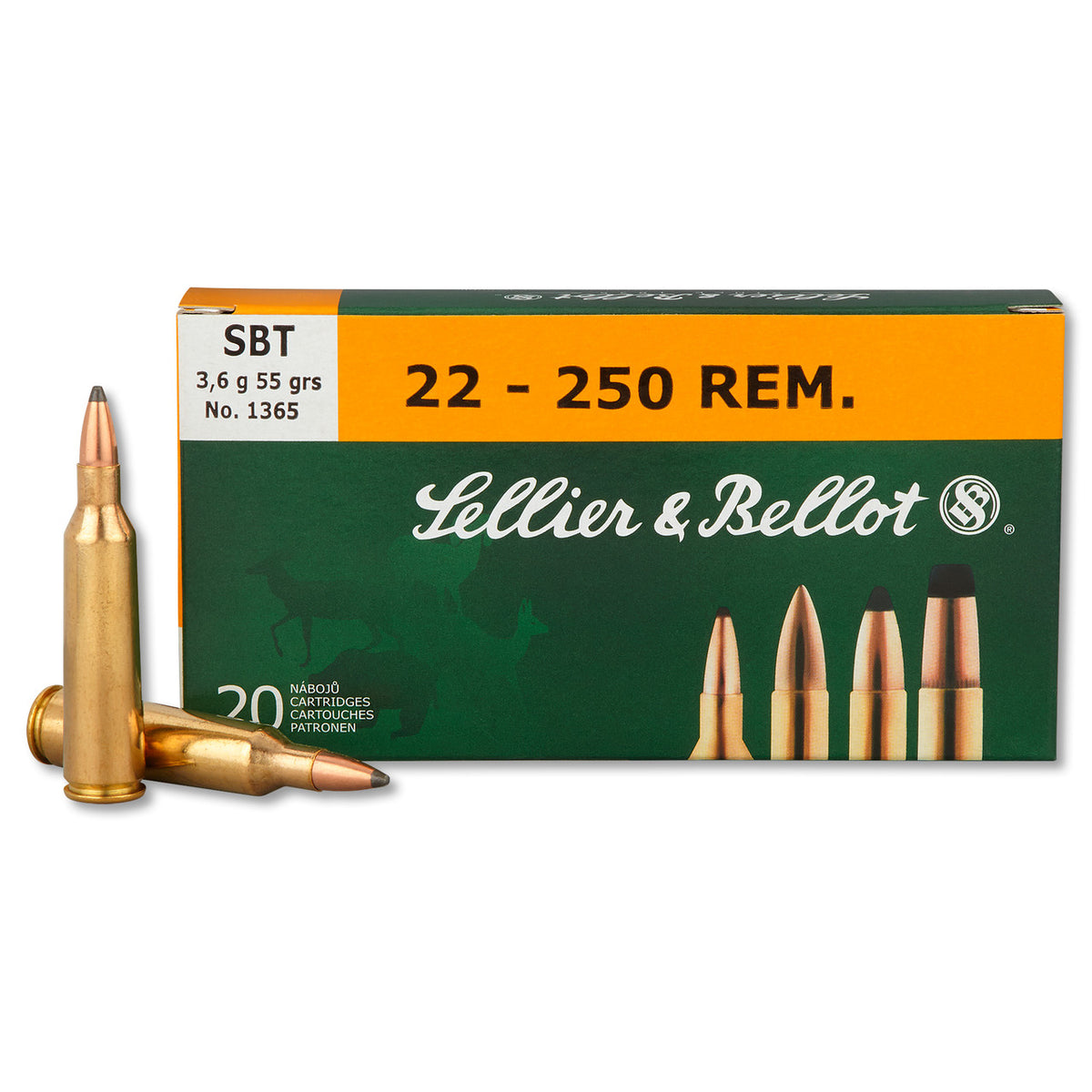 Sellier and Bellot .22-250 Remington GameKing Spitzer Boat Tail Sierra GameKing Boat Tail Soft Point 55 Grain 20/Box