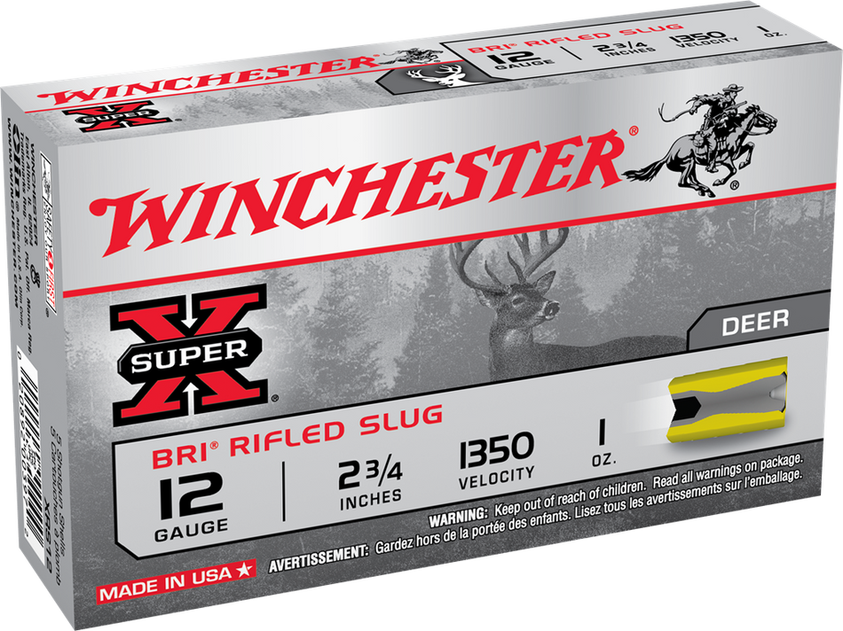 Winchester 12 Gauge SUPER X BRI Rifled Slugs Hunting Slug 1 oz 2.75 in 5/Box