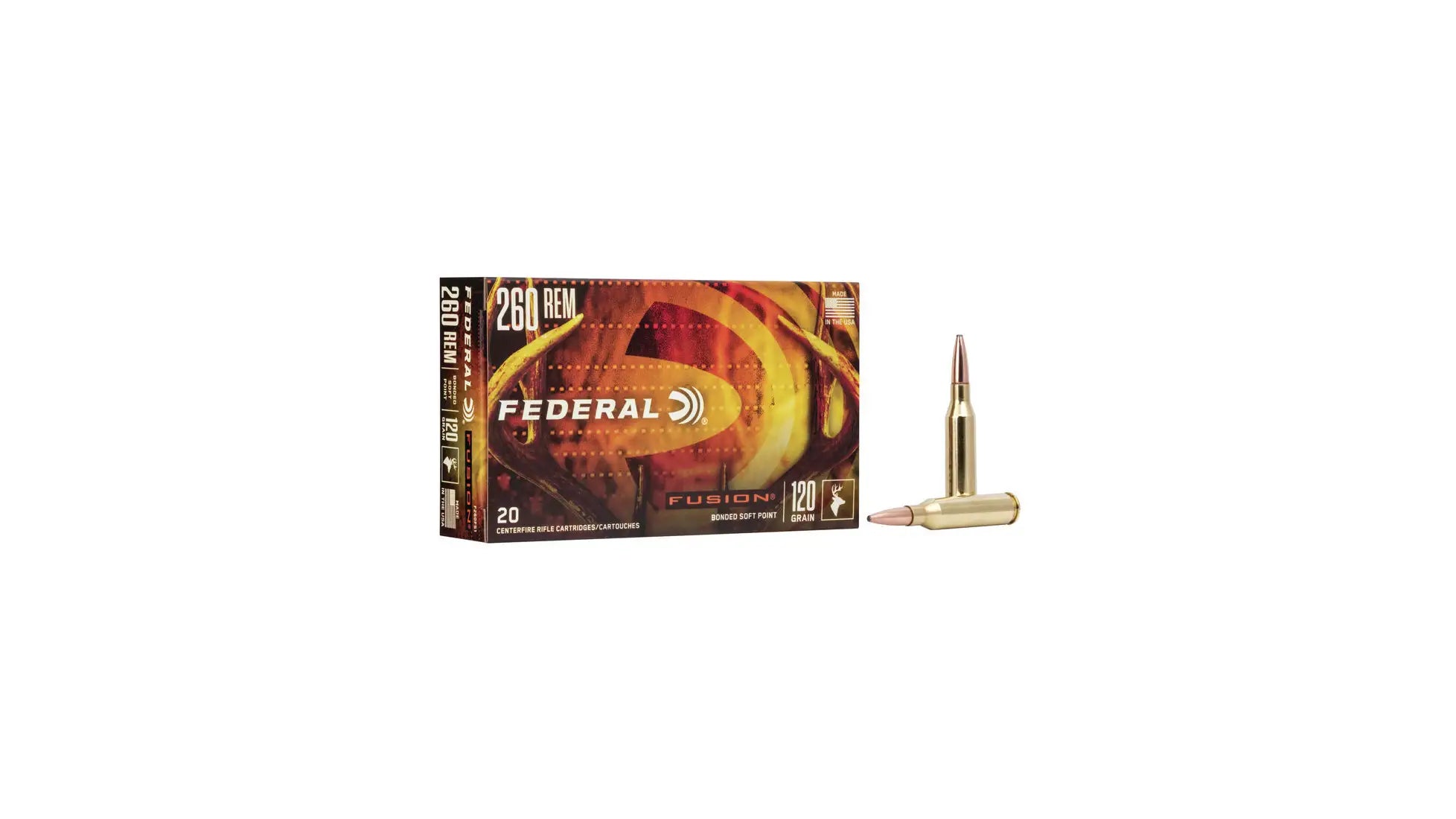 Federal .260 Remington FUSION Rifle Medium Game Soft Point 120 Grain 20/Box