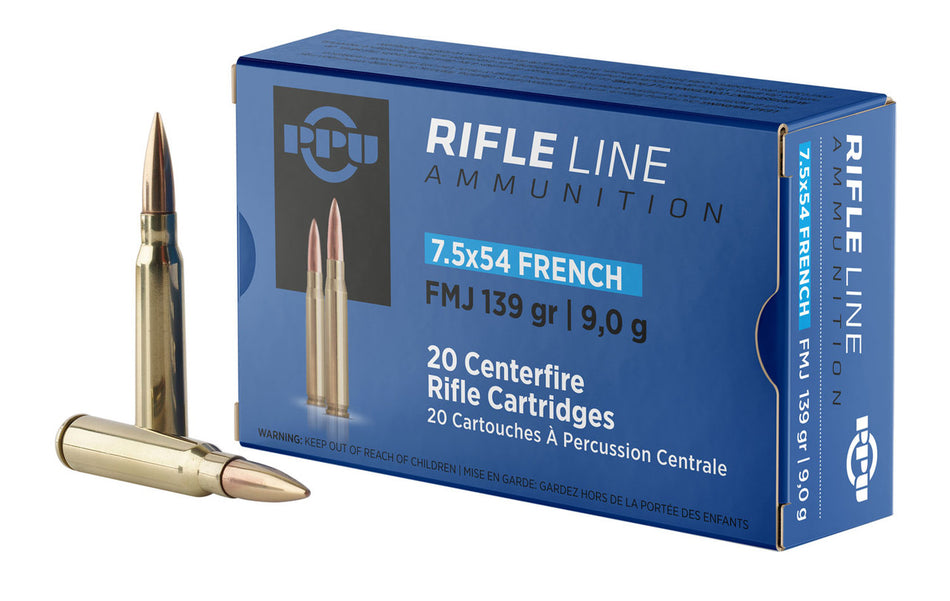 PPU 7.5X54 FRENCH MAS FMJ 139GR 20RD BOX 10 BOXES PER CASE