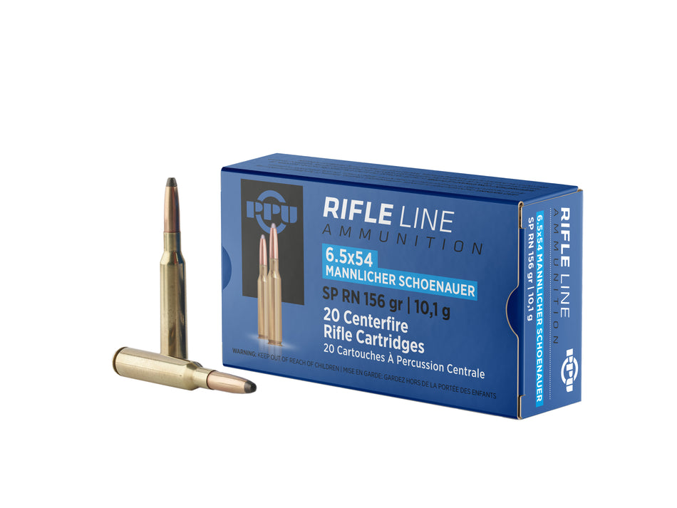 Prvi Partizan 6.5x54mm Mannlicher Rifle Line Ammunition Soft Point Round Nose 156 Grain 20/Box