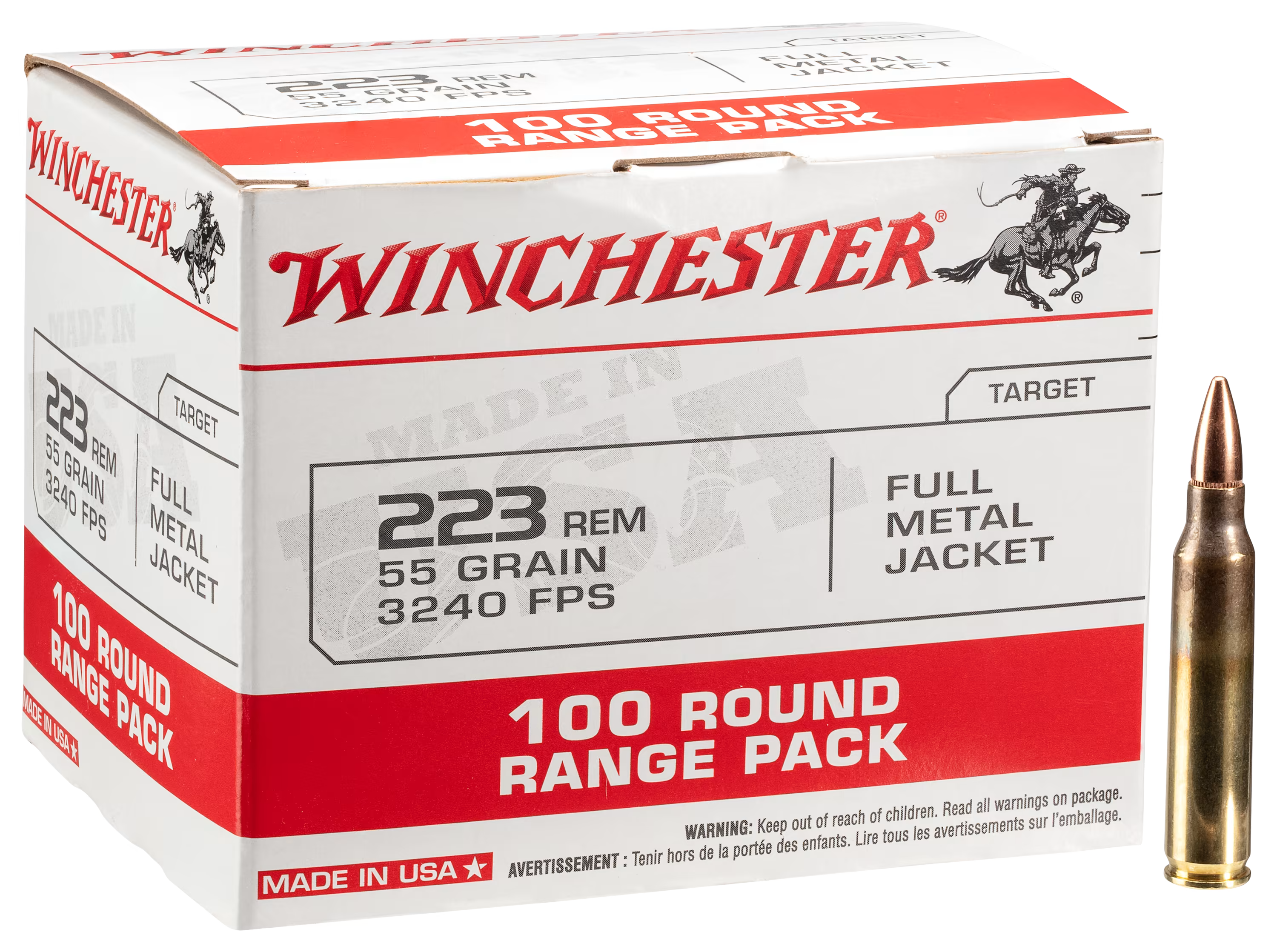 Winchester .223 Remington USA Full Metal Jacket 55 Grain 100/Box