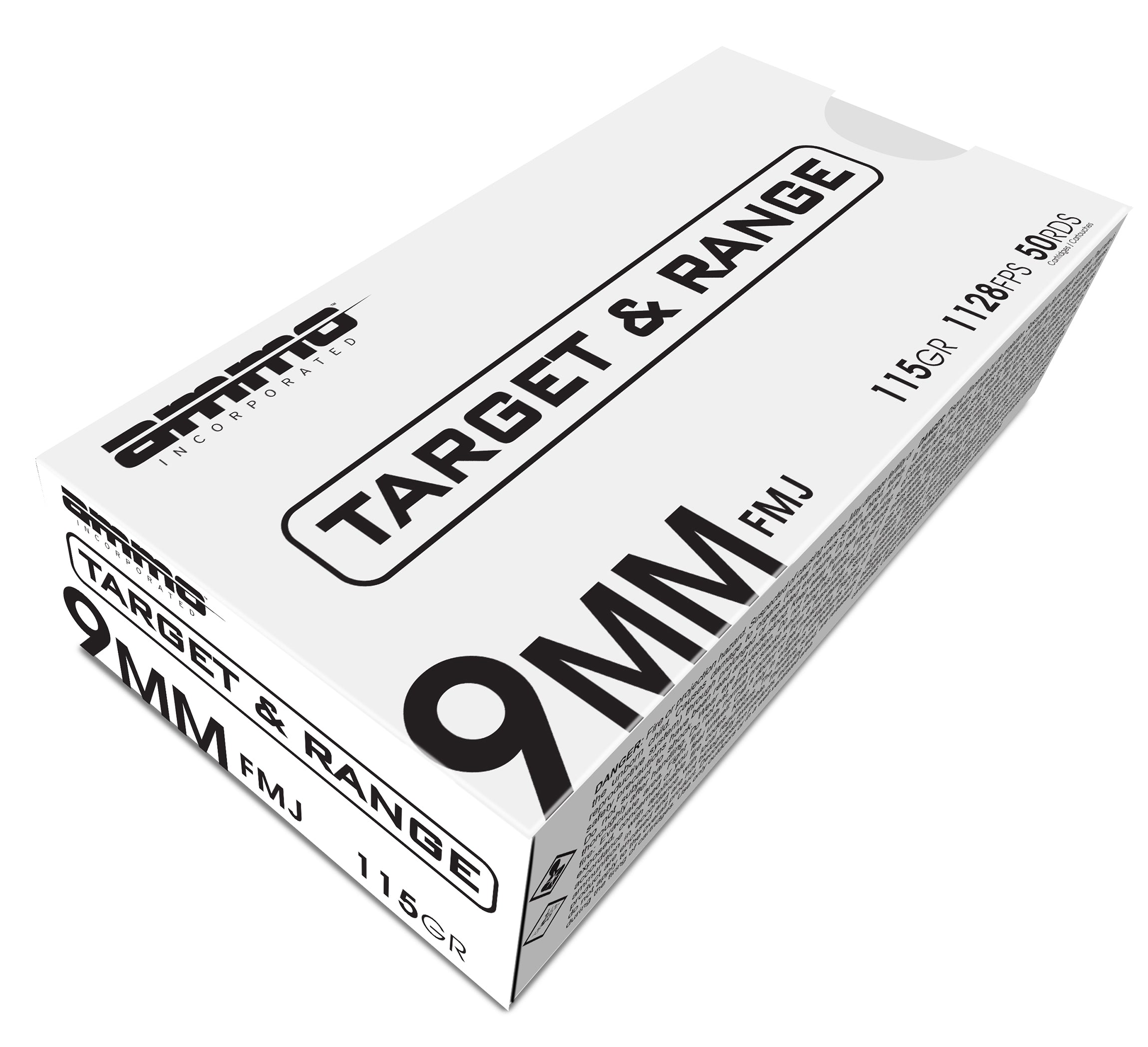 Ammo Inc 9mm Luger / Parabellum Target and Range Full Metal Jacket 115 Grain 50/Box