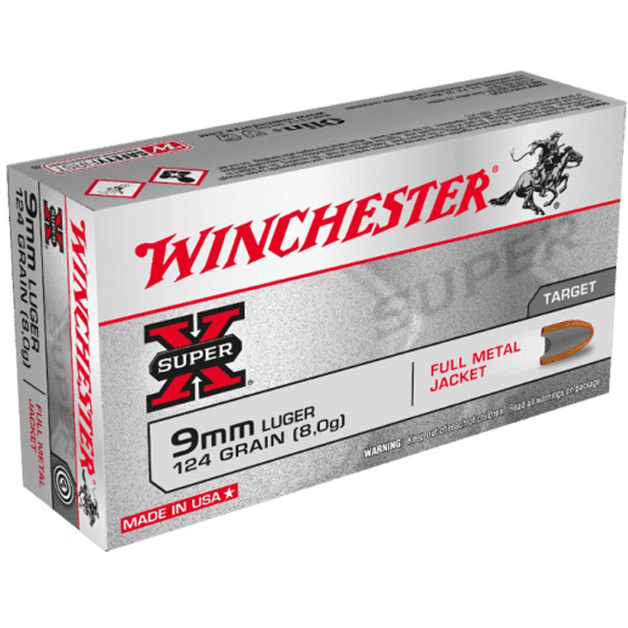 Winchester 9mm Luger / Parabellum Super X Full Metal Jacket 124 Grain 50/Box