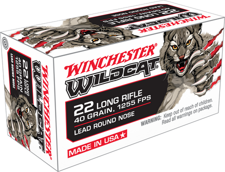Winchester .22 Long Rifle Wildcat Lead Round Nose 40 Grain 50/Box [Item 8208]