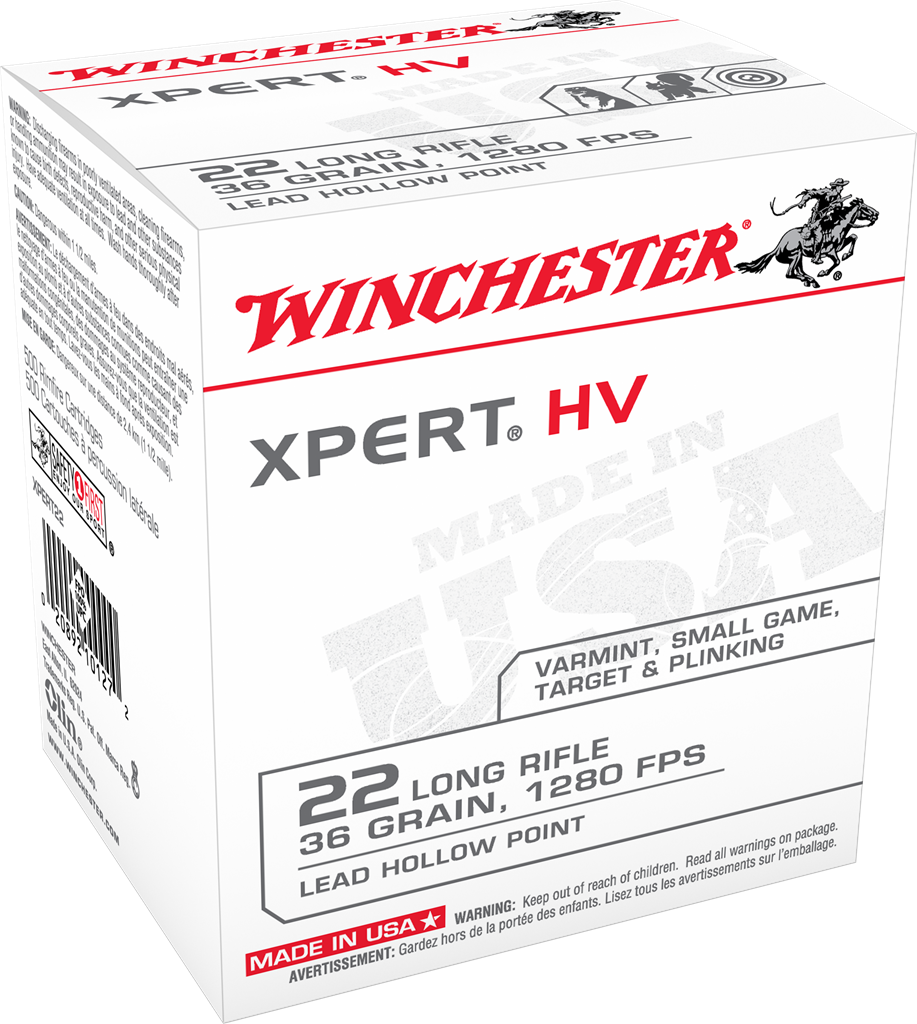 Winchester .22 Long Rifle USA WHITE BOX Xpert HV Varmint Lead Hollow Point (LHP) 36 Grain 500/Box