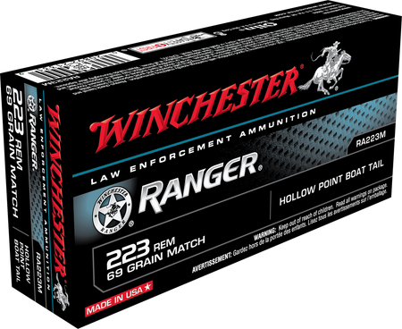 Winchester .223 Remington Ranger Hollow Point Boat Tail 69 Grain 20/Box