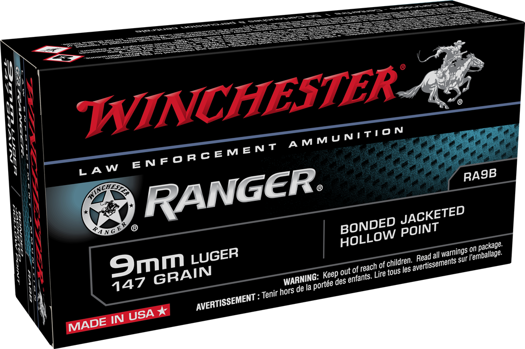 Winchester 9mm Luger / Parabellum Ranger LE Bonded Jacketed Hollow Point 147 Grain 50/Box