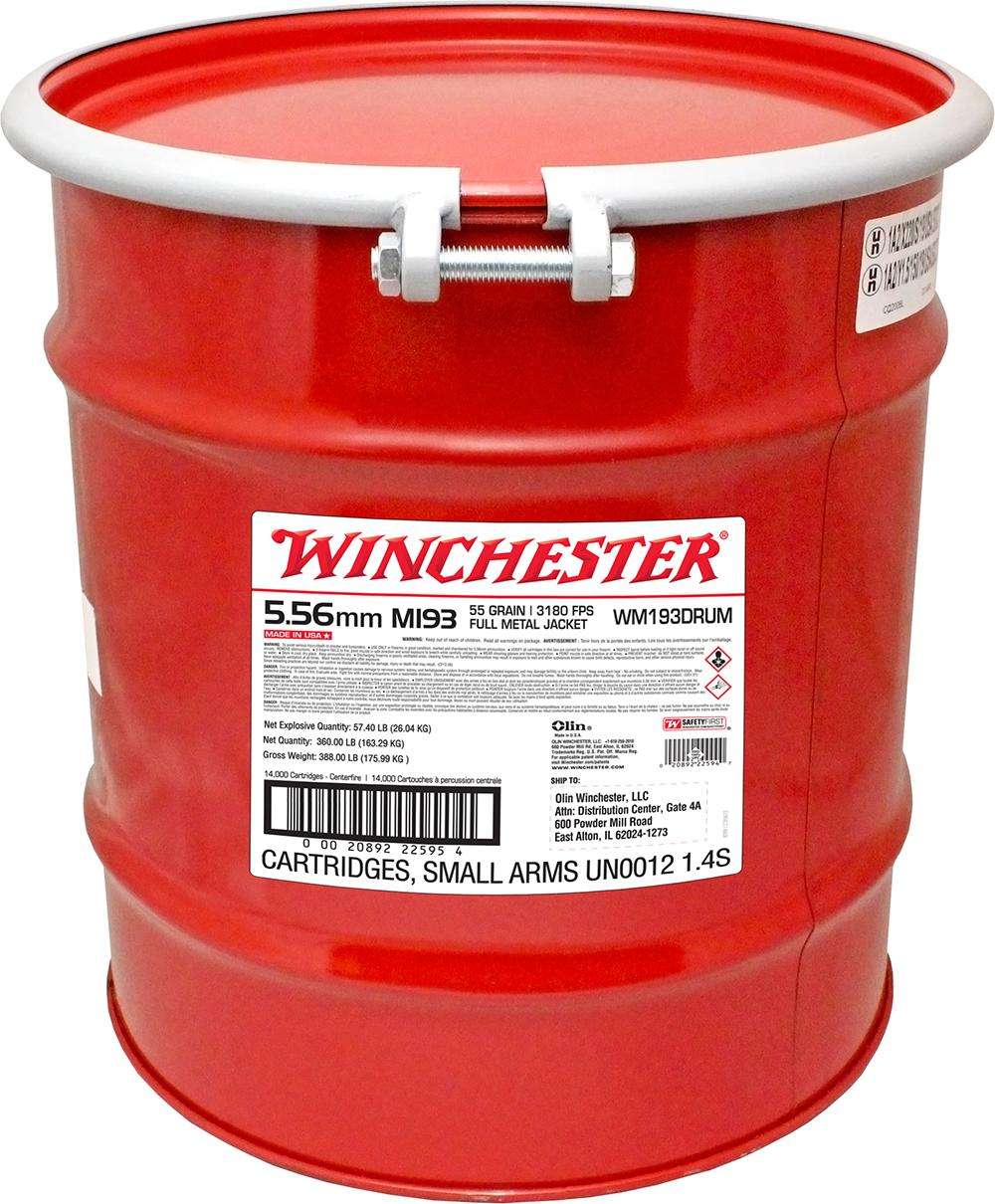 Winchester 5.56x45mm NATO USA M193 Drum Full Metal Jacket 55 Grain 14000/Box