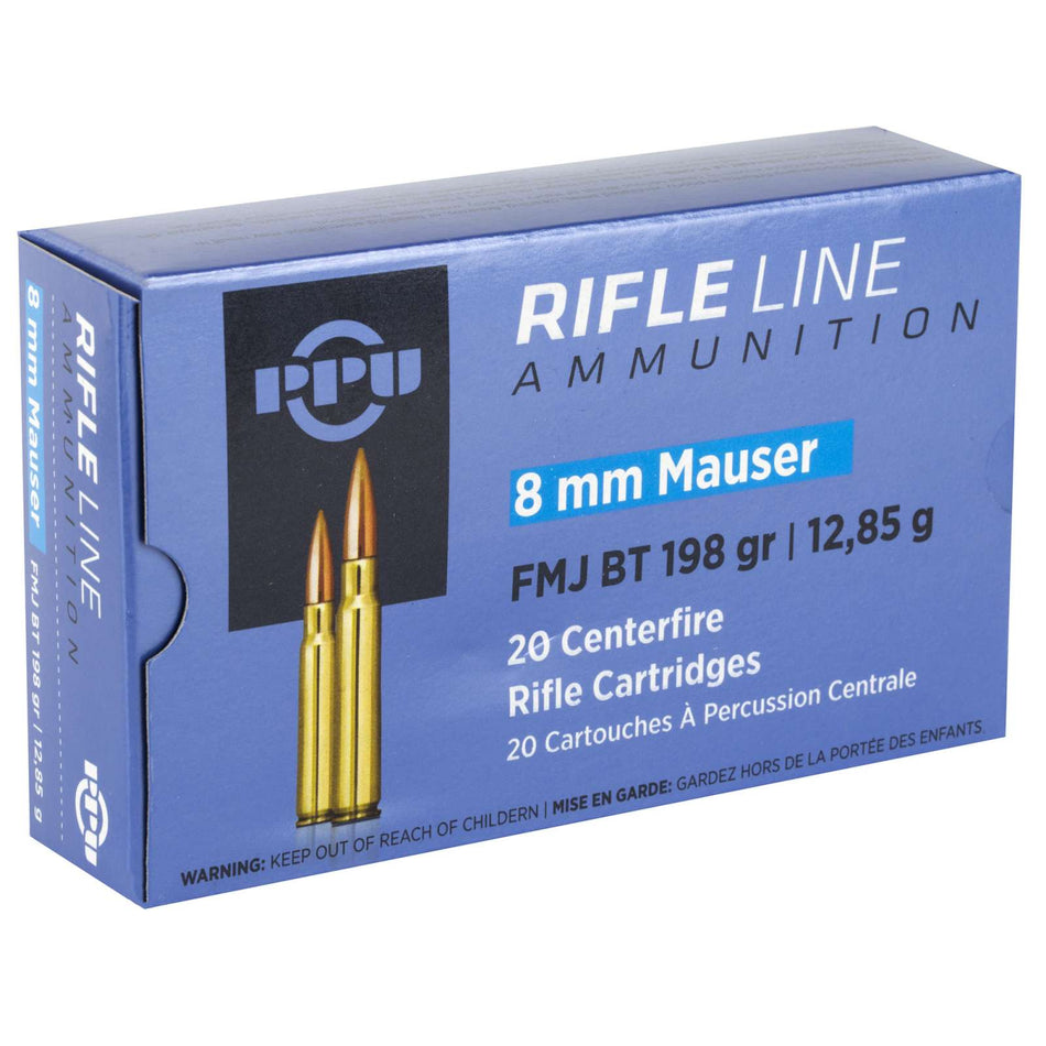 PPU 8MM MAUSER FMJ 198GR 20RD BOX 10 BOXES PER CASE