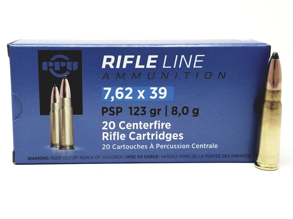 PPU 7.62X39 SP 123GR 20RD BOX 50 BOXES PER CASE
