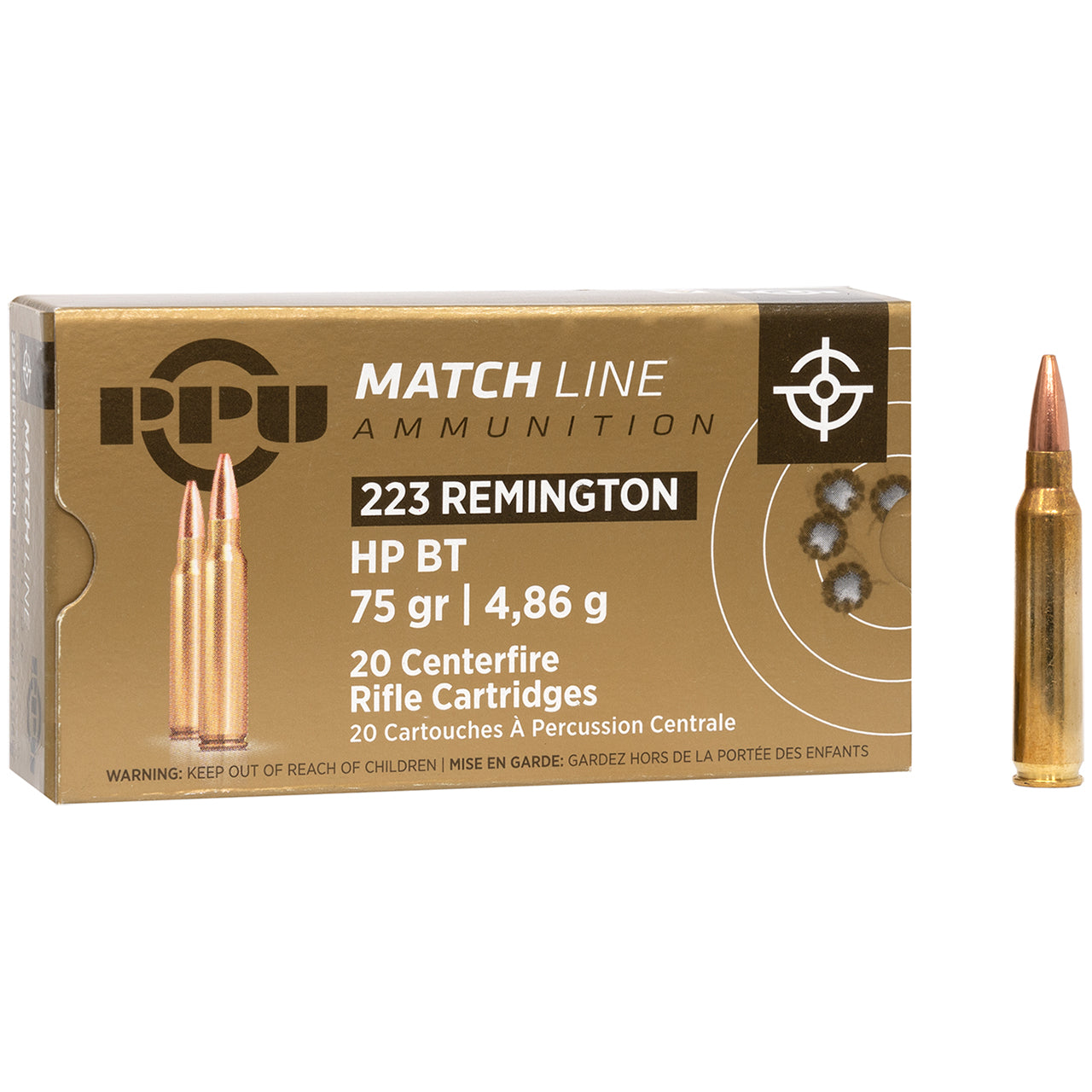 Prvi Partizan .223 Remington  Hollow Point Boat Tail 75 Grain 20/Box