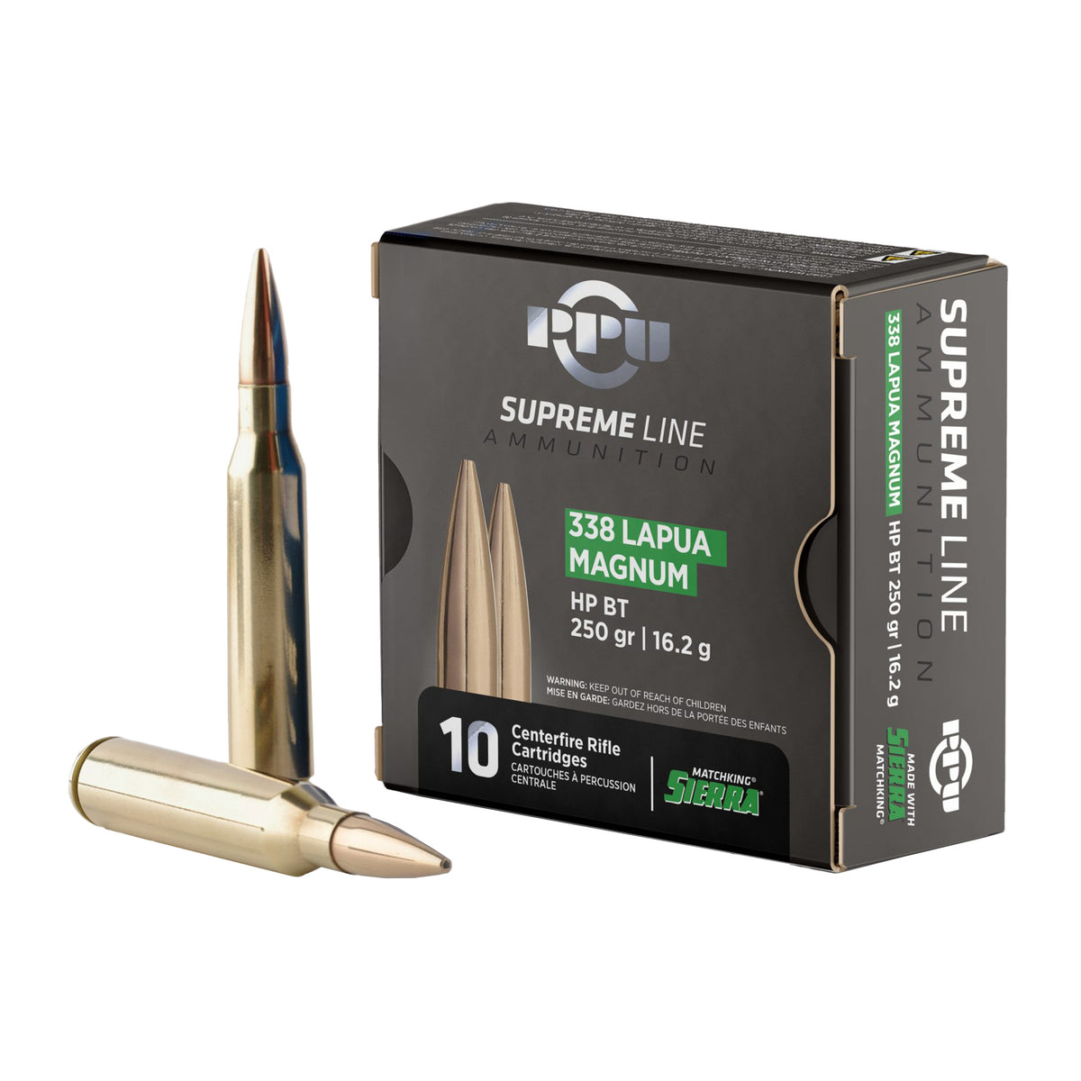 Prvi Partizan .338 Lapua Magnum MatchKing Competition Hollow Point Boat Tail 250 Grain 10/Box