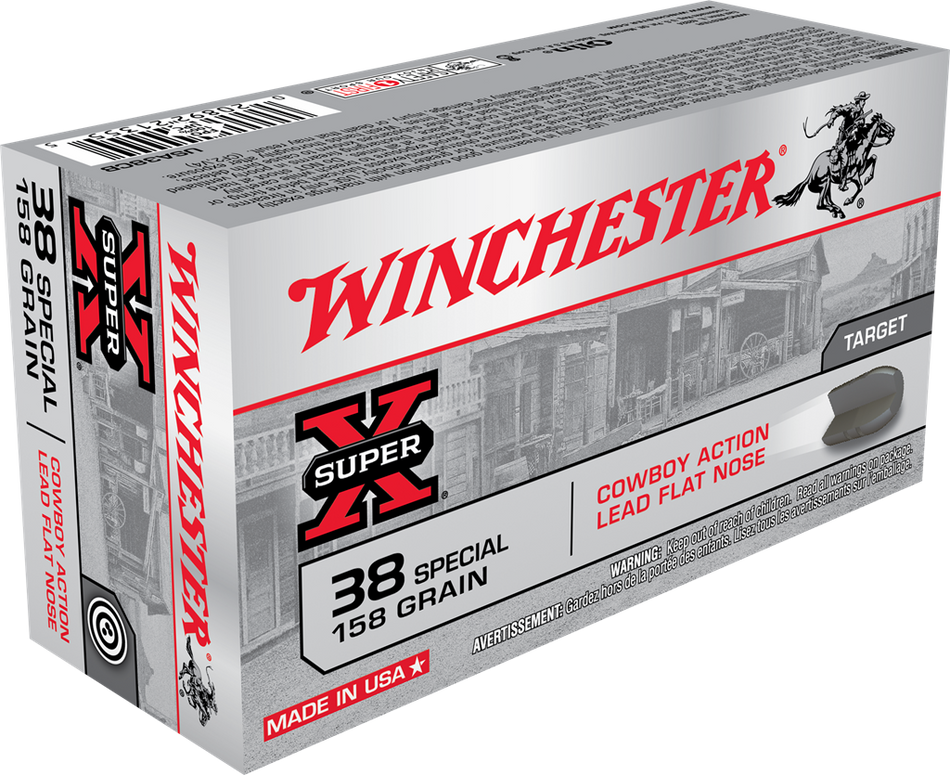 Winchester .38 Special Super X Cowboy Action Lead Flat Nose 158 Grain 50/Box