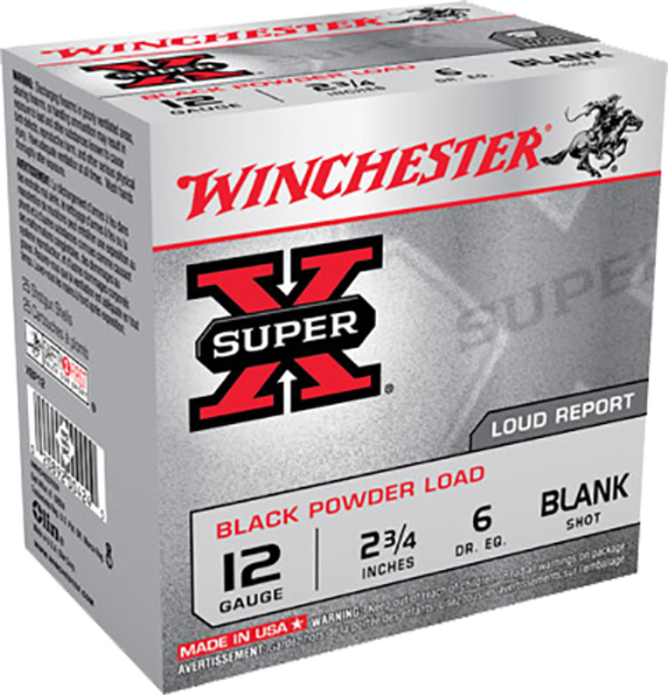 WINCHESTER 12 GA 2-3/4" SUPER-X BLANK - SMOKE & NOISE 25 RD/BX 10 BX/CS