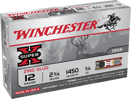 Winchester 12 Gauge Super X Lead Free Zinc Slug Slug 3/4 oz 2.75 in 5/Box