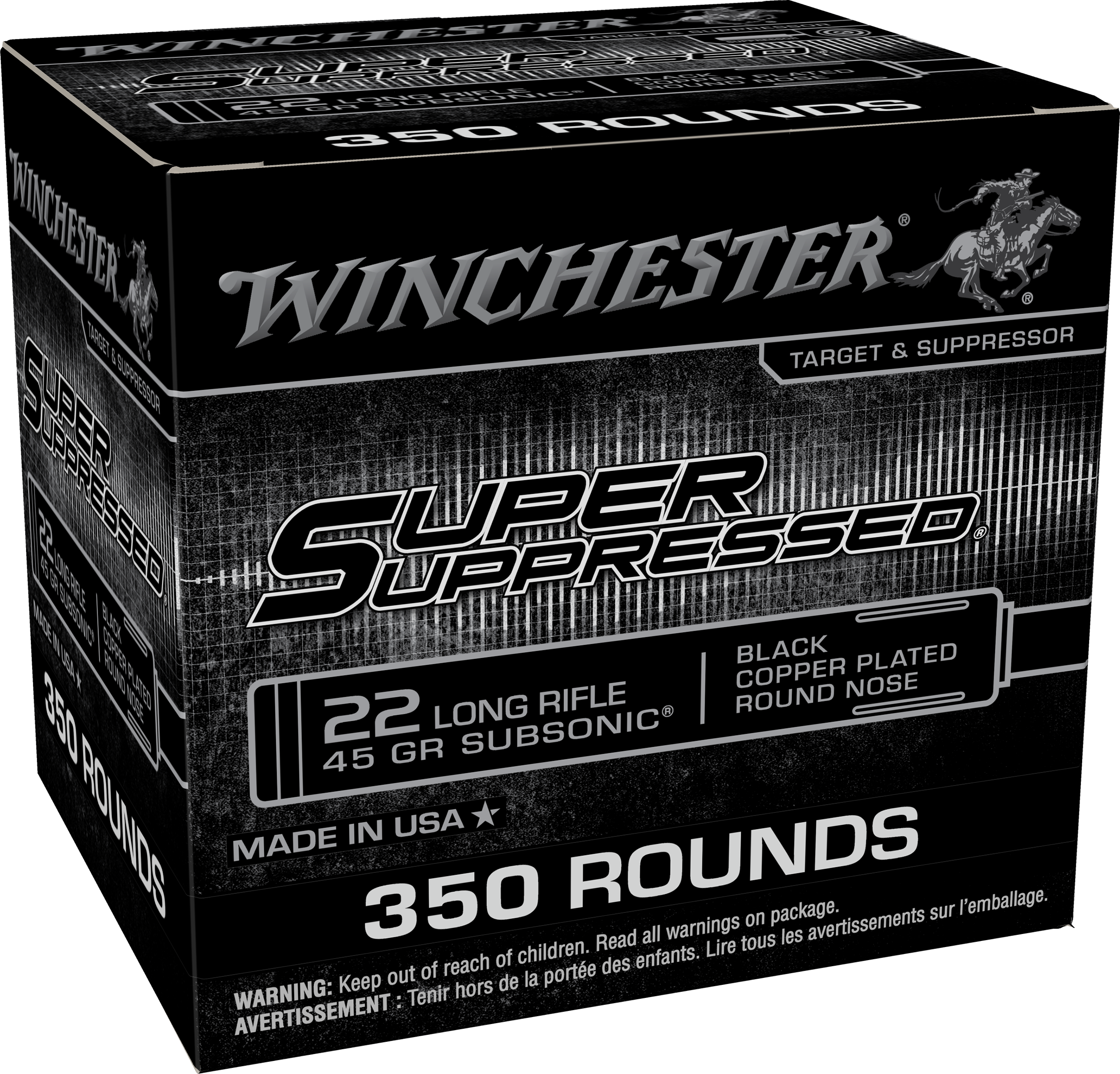 Winchester .22 Long Rifle SUPER SUPRESSED Jacketed Hollow Point 45 Grain 350/Box