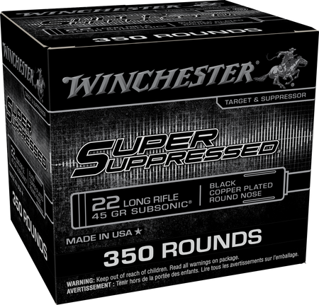 Winchester .22 Long Rifle SUPER SUPRESSED Jacketed Hollow Point 45 Grain 350/Box