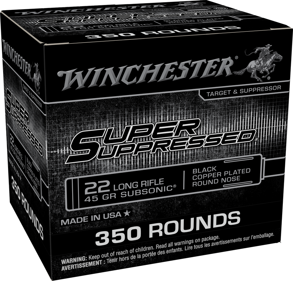 Winchester .22 Long Rifle SUPER SUPRESSED Jacketed Hollow Point 45 Grain 350/Box